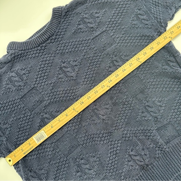 Vintage American Eagle Sweater Mens Large Blue Cable Knit Fisherman Pullover Y2K - Picture 4 of 7